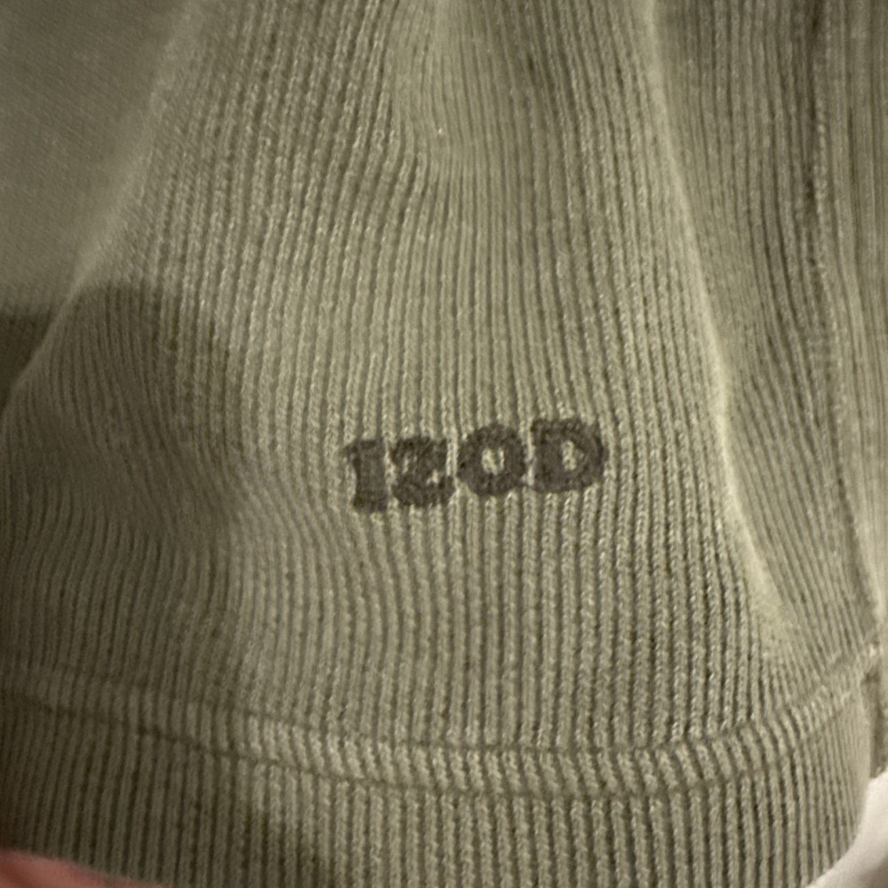 IZOD Jeans Rock Washed Mens L Khaki Green 1/4 Zip Pullover Sweatshirt Mock Neck - Picture 9 of 12